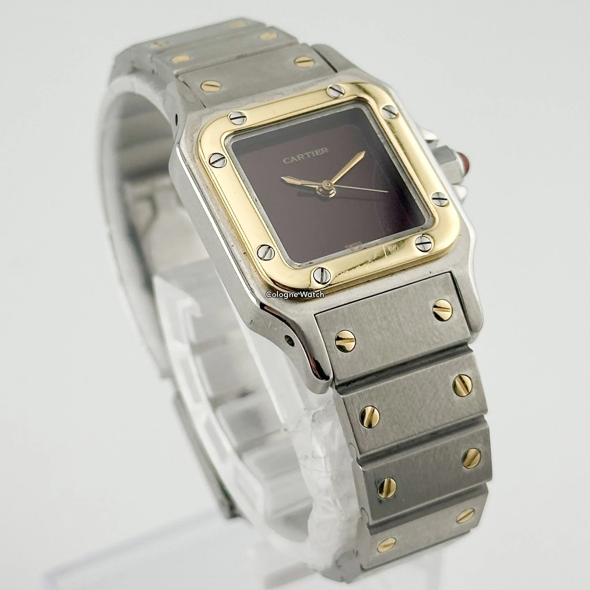 Cartier Santos Carree Lady Burgundy Stahl / Gold - Image 3