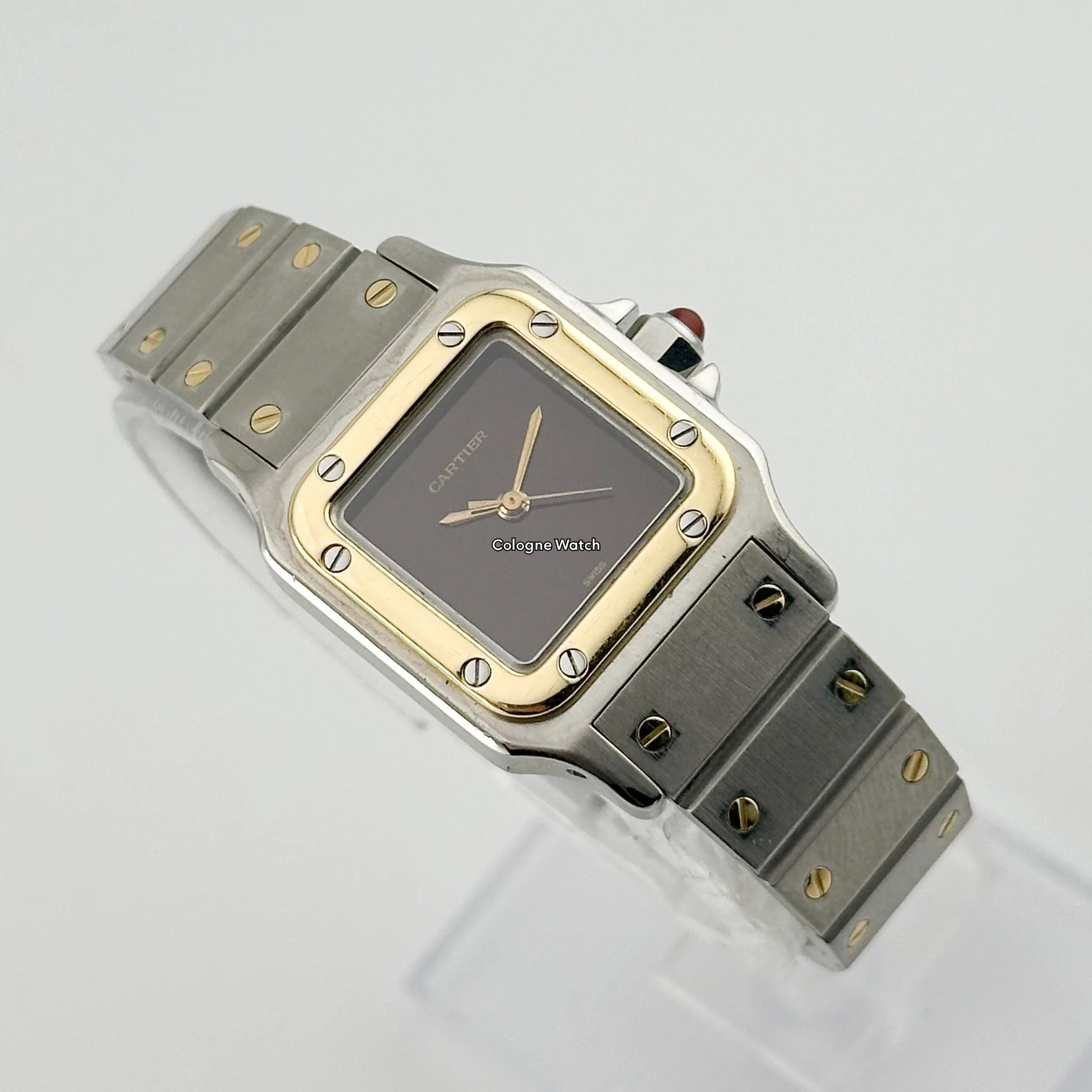 Cartier Santos Carree Lady Burgundy Stahl / Gold - Image 4